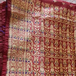Beautiful Silk organza saree brick red with lovely pallu